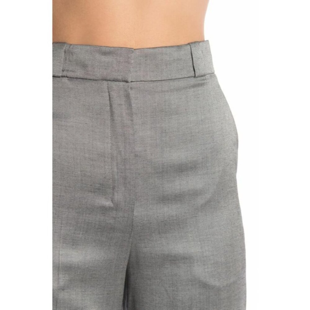 Theory Crop Pants Cuff Straight Fluid Melange Silver Grey Pants SZ 8 New - Picture 3 of 4
